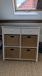 Wit dressoir met rotan manden, Ophalen, Gebruikt, Overige materialen, 100 tot 150 cm