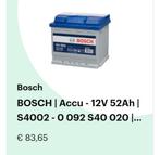 Accu Bosch 12V 52 Ah, Ophalen of Verzenden, Nieuw