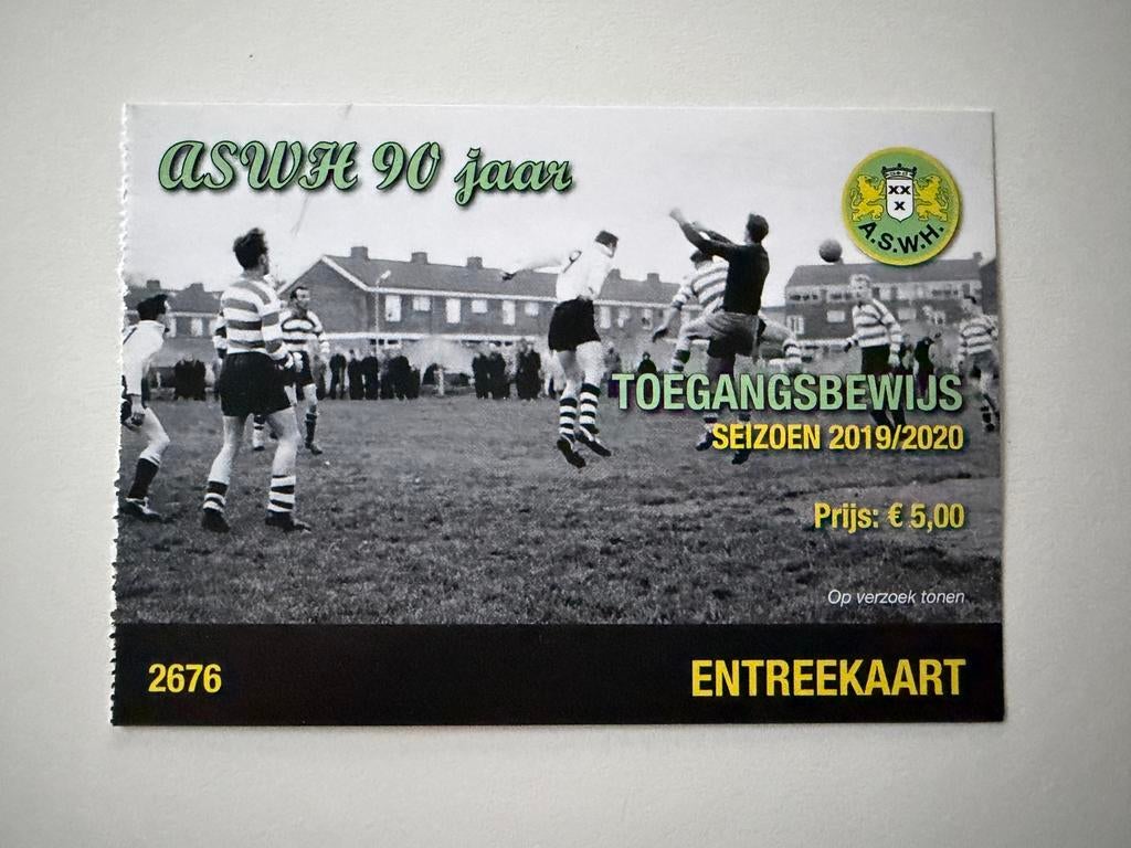 Ticket ASWH 2019/2020, Ophalen of Verzenden, Zo goed als nieuw, Buitenlandse clubs, Overige typen