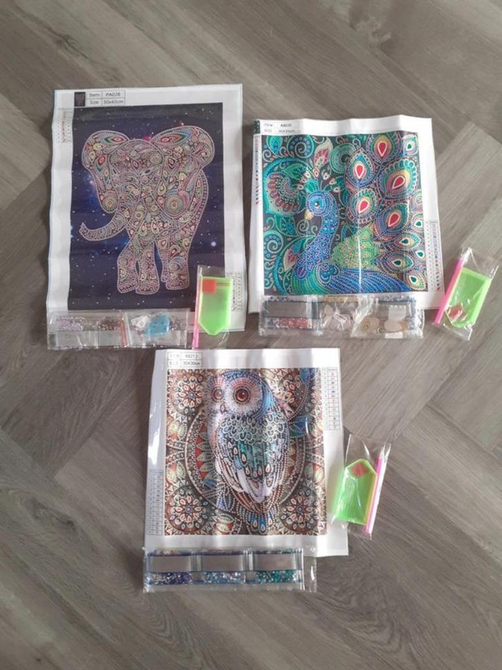 Diamond Painting Dieren Ronde Steentjes 3x (NIEUW), Hobby en Vrije tijd, Knutselen, Nieuw, Knutselwerk, Ophalen of Verzenden