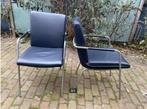 2x Gelderland Zoom Young International stoelen blauw leer, Huis en Inrichting, Ophalen, Gebruikt, Twee, Blauw