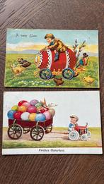 Vrolijk Pasen.Kuikens,kinderen.Eieren in kar.Ei met wieltjes, Ophalen of Verzenden, Kinderen