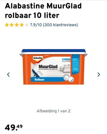 Nieuw - Alabastine muurglad rolbaar 10L beschikbaar voor biedingen