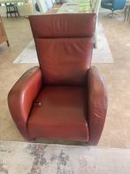 Verstelbare Relaxstoel - Donkerrood Leer, Huis en Inrichting, Fauteuils, Ophalen, Gebruikt, Leer, 75 tot 100 cm