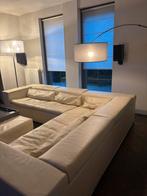 Luxe Crème Leren Bank met Verstelbare Hoofdsteunen, Huis en Inrichting, Banken | Bankstellen, Ophalen, 250 tot 300 cm, 100 tot 125 cm