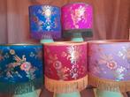 Handgemaakte lampenkappen chinees satijn div. kleuren franje, Ophalen of Verzenden, Nieuw, Rond, Minder dan 25 cm