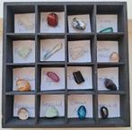 Edelstenen verzameling in houten verzamelbakje edelsteen, Ophalen of Verzenden