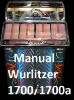 Boekwerk Manual Handleiding wurlitzer 1700/1700a, Verzamelen, Automaten | Jukeboxen, Ophalen of Verzenden, Gebruikt, 1970 tot heden
