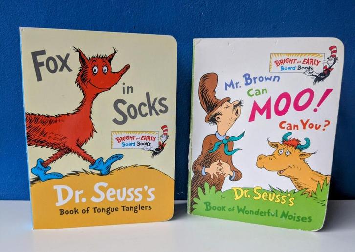 Blokboekjes Fox in Socks & Mr. Brown can Moo/Dr. Seuss, Boeken, Kinderboeken | Kleuters, Gelezen, Ophalen of Verzenden