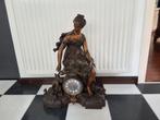 Antieke Bronzen Pendule Klok met Vrouw, Antiek en Kunst, Antiek | Klokken, Ophalen