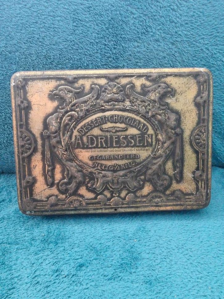 Vintage A. Driessen Dessert Chocolade Blikken Doos, Verzamelen, Blikken, Ophalen of Verzenden