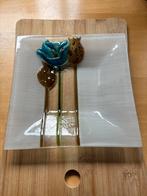Glazen schaal met Bloemmotief Glas, Antiek en Kunst, Antiek | Glas en Kristal, Ophalen of Verzenden