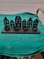 waxinehouder huisjes metaal zwart, Huis en Inrichting, Woonaccessoires | Overige, Ophalen of Verzenden, 'T Olde Gre-j, Info@toldegrej.nl