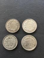 Vier zilveren dubbeltjes, Postzegels en Munten, Munten | Nederland, Setje, Zilver, Ophalen of Verzenden, 10 cent