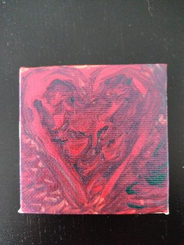 Mini Schilderij - Hart - 7x7 cm beschikbaar voor biedingen