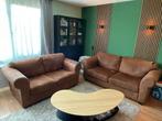 Bankstel Suède bruin/Cognac 2 zits en 2,5 zits, Huis en Inrichting, Banken | Bankstellen, Ophalen, Gebruikt, Suède, 75 tot 100 cm