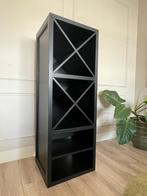 Zwarte kast massief eikenhout -- wijnkast / tv-meubel, Ophalen, 100 tot 150 cm, Eikenhout, 50 tot 100 cm