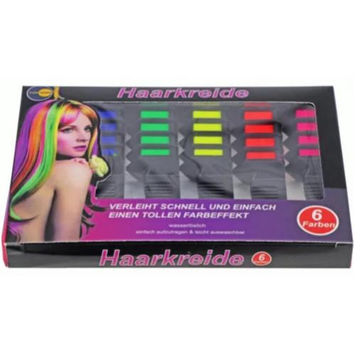 6 kleurrijke haarkrijtkammen in een set, Hobby en Vrije tijd, Feestartikelen, Nieuw, Feestartikel, Overige, Ophalen of Verzenden