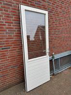 Hardhouten achterdeur met glas en 3-puntssluiting, Doe-het-zelf en Verbouw, Ophalen, Gebruikt, 80 tot 100 cm, 215 cm of meer