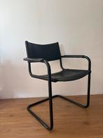 2x buisframe stoelen zwart leer, Huis en Inrichting, Stoelen, Ophalen, Zwart, Leer, Zo goed als nieuw
