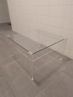 Salontafel Vierkant Plexiglas frame met Glazen blad, Gebruikt, 50 tot 100 cm, Plexiglas, Vierkant