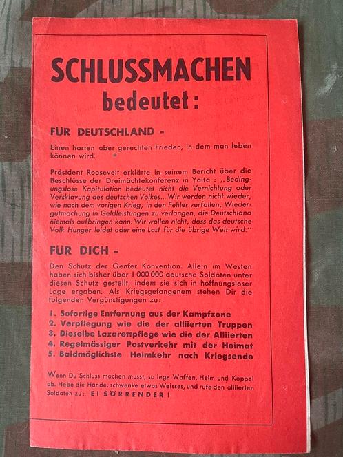 Geallieerd pamflet voor Duitse overgave (1), Verzamelen, Militaria | Tweede Wereldoorlog, Overige soorten, Overige typen, Duitsland