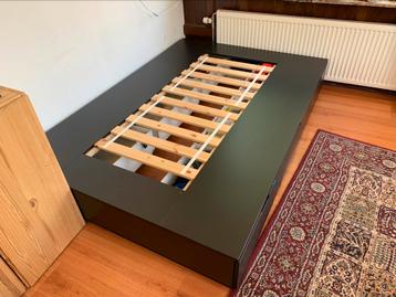 NORDLI bed (bedframe) met opberglades, antraciet 140x200 cm