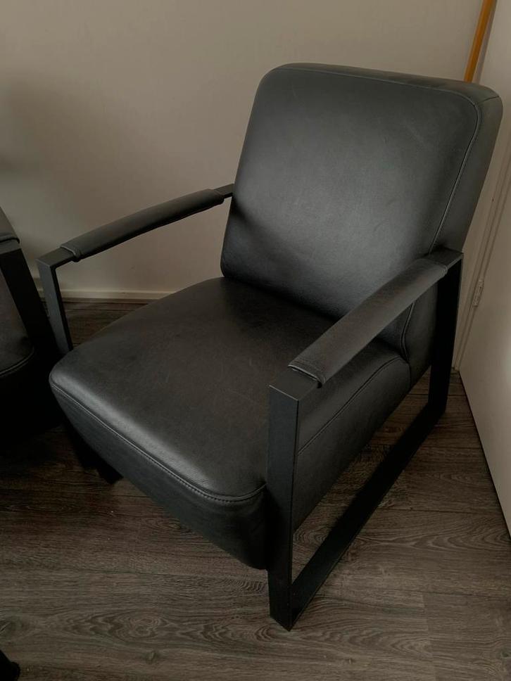 Mooie zwarte leren stoel van Eijerkamp, Huis en Inrichting, Fauteuils, Zo goed als nieuw, Leer, 50 tot 75 cm, 75 tot 100 cm, Ophalen