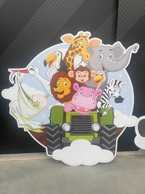 Geboortebord - Dieren - te personaliseren met naam, Kinderen en Baby's, Kraamcadeaus en Geboorteborden, Nieuw, Geboortebord, Ophalen of Verzenden