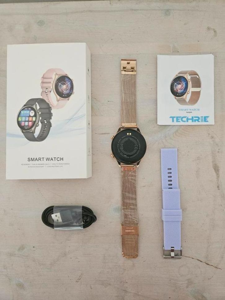 Nieuwe Techrie Smartwatch rosé goud Android iOS - NIEUW, Sieraden, Tassen en Uiterlijk, Sporthorloges, Nieuw, Android, Paars, Afstand