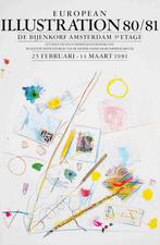 Affiche European illustation 80/81/ Bijenkorf Amsterdam, Rechthoekig Staand, Ophalen of Verzenden, Zo goed als nieuw, A1 t/m A3