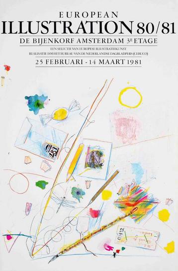 Affiche European illustation 80/81/ Bijenkorf Amsterdam beschikbaar voor biedingen
