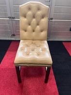 1X  crème leren Chesterfield Eetkamer stoel, Huis en Inrichting, Stoelen, Ophalen, Gebruikt, Overige kleuren, Eén