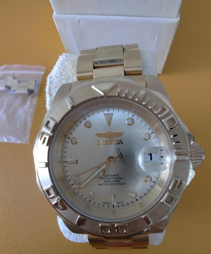 Invicta Pro Diver 9010 horloge goudkleurig automatisch Japan, Sieraden, Tassen en Uiterlijk, Horloges | Heren, Zo goed als nieuw