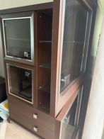 Bruine Istikbal kast met glazen deuren, Huis en Inrichting, Ophalen, Gebruikt, 100 tot 150 cm, Met lade(s)