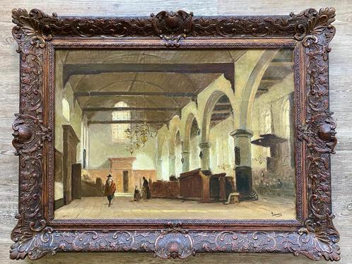 Erens - Haarlem Bakenesserkerk- in houten lijst 85,5 x 65, Antiek en Kunst, Kunst | Schilderijen | Klassiek, Ophalen