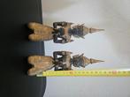 2 bronzen Thaise poortwachters beelden, Antiek en Kunst, Ophalen, Brons