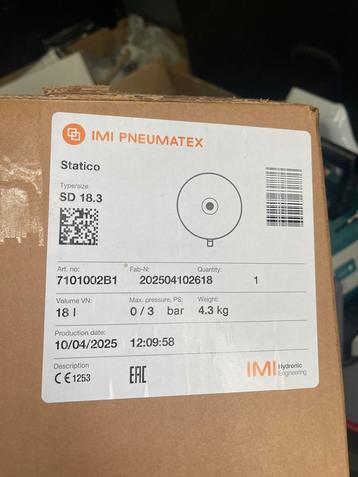 IMI Pneumatex Statico SD 18.3 Expansievat - 18 Liter beschikbaar voor biedingen