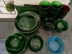 Groen glazen vintage servies, Huis en Inrichting, Keuken | Servies, Gebruikt, Ophalen of Verzenden, Glas, Bord(en)