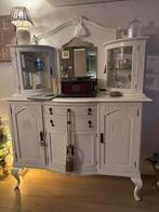 Queen Ann kast franse brocante origineel met bol glaswerk, Huis en Inrichting, Kasten | Buffetkasten, Ophalen, 50 tot 100 cm, Zo goed als nieuw