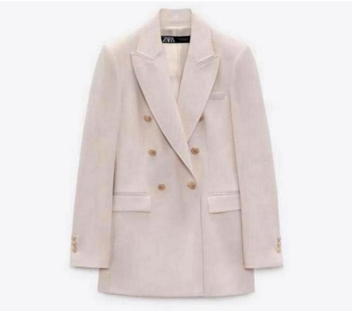 Zara Lange Double Breasted Blazer jack NIEUW S beige-roze, Kleding | Dames, Jasjes, Kostuums en Pakken, Nieuw, Jasje, Maat 36 (S)