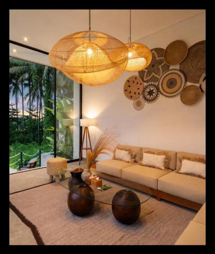 Rotan Hanglamp Cloud - Diverse Afmetingen, Huis en Inrichting, Lampen | Hanglampen, Nieuw, Minder dan 50 cm, Hout, Verzenden