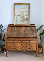 Antiek secretaire wortelnouthout massief, Ophalen, Gebruikt, Antiek