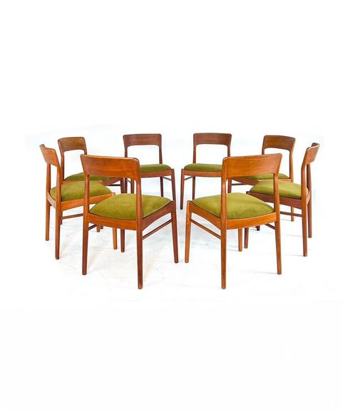 8x Henning Kjærnulf, Korup Stolefabrik, gerestaureerd ‘60, Huis en Inrichting, Stoelen, Zo goed als nieuw, Vijf, Zes of meer stoelen