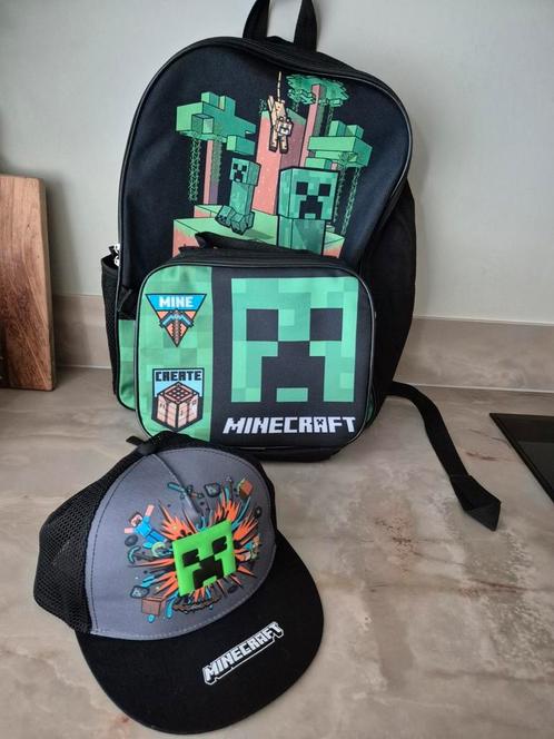 3 delige minecraft schooltassen, Sieraden, Tassen en Uiterlijk, Tassen | Schooltassen, Zo goed als nieuw, Rugtas, Minder dan 30 cm