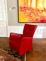 Montis Windy, design stoel, Rode leren fauteuil, decorstuk, Huis en Inrichting, Fauteuils, Ophalen, Minder dan 75 cm, Leer, Zo goed als nieuw