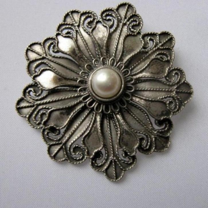 Van het MMA - Zware sterling zilver vintage broche / hanger, Sieraden, Tassen en Uiterlijk, Broches, Zo goed als nieuw, Zilver