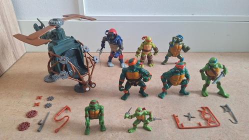 Ninja Turtles met helikopter, Kinderen en Baby's, Speelgoed | Actiefiguren, Gebruikt, Ophalen of Verzenden