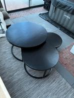 Set van 3 zwarte salontafels, Huis en Inrichting, Tafels | Salontafels, Ophalen, Rond, Zo goed als nieuw, Metaal