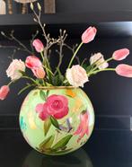 Schitterende handbeschilderde vaas met bladgoud, Ophalen of Verzenden, Zo goed als nieuw, Overige kleuren, Minder dan 50 cm